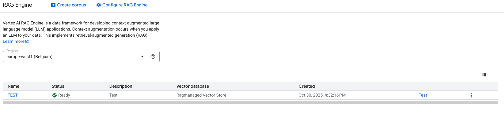 RAG Engine With A Corpus