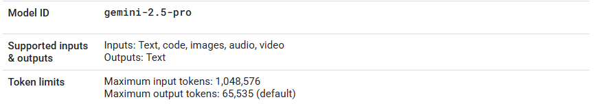 Gemini 2.5 Pro Base Information